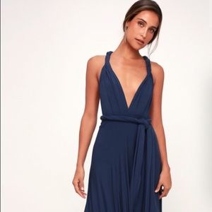 Lulu’s Tricks is the Trade Navy Blue Maxi Dress
